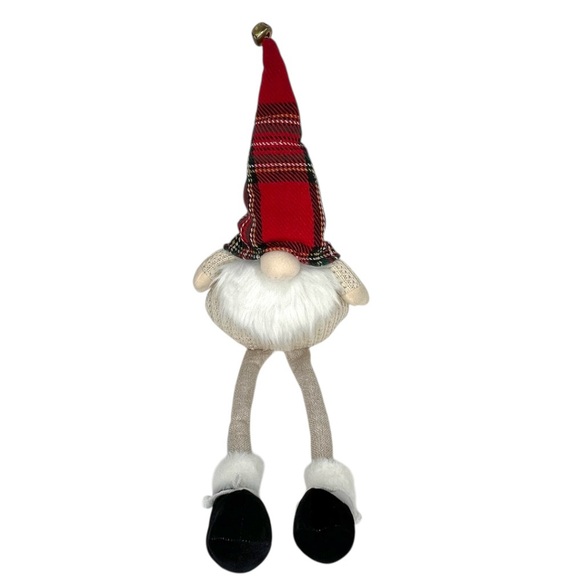 Sleigh Hill Gnome Christmas Holiday Plush, Plaid Hat, White Sweater 22”x10” - Picture 3 of 8